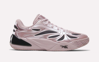 Reebok Angel Reese 1 "Rose Dust" basketball shoe in a "Muted Mauve/Muted Mauve/Black" color scheme.