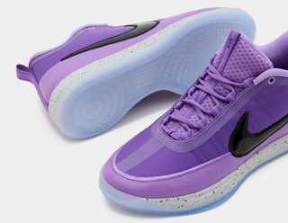 Nike Book 2 "Be Legendary" basketball shoe in a "Bright Violet/Black/Wolf Grey" color scheme. Photo via size?