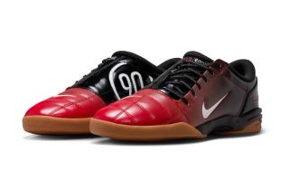 Nike's Total 90 III indoor shoe in a gradient "Black/University Red" color scheme.