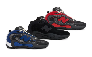 New Balance Basketball's new P400 shoe, in three colors.