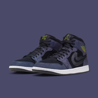 Men's Space Jam x Air Jordan 1 Mid "Black/Varsity Blue" (SKU: IX6374-001). Photo via Nike.