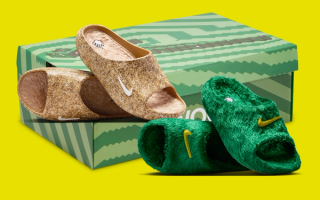 .SWOOSH's Nike ReactX Rejuven8 Slides in "Wheat" and "Kelly Green" color schemes.