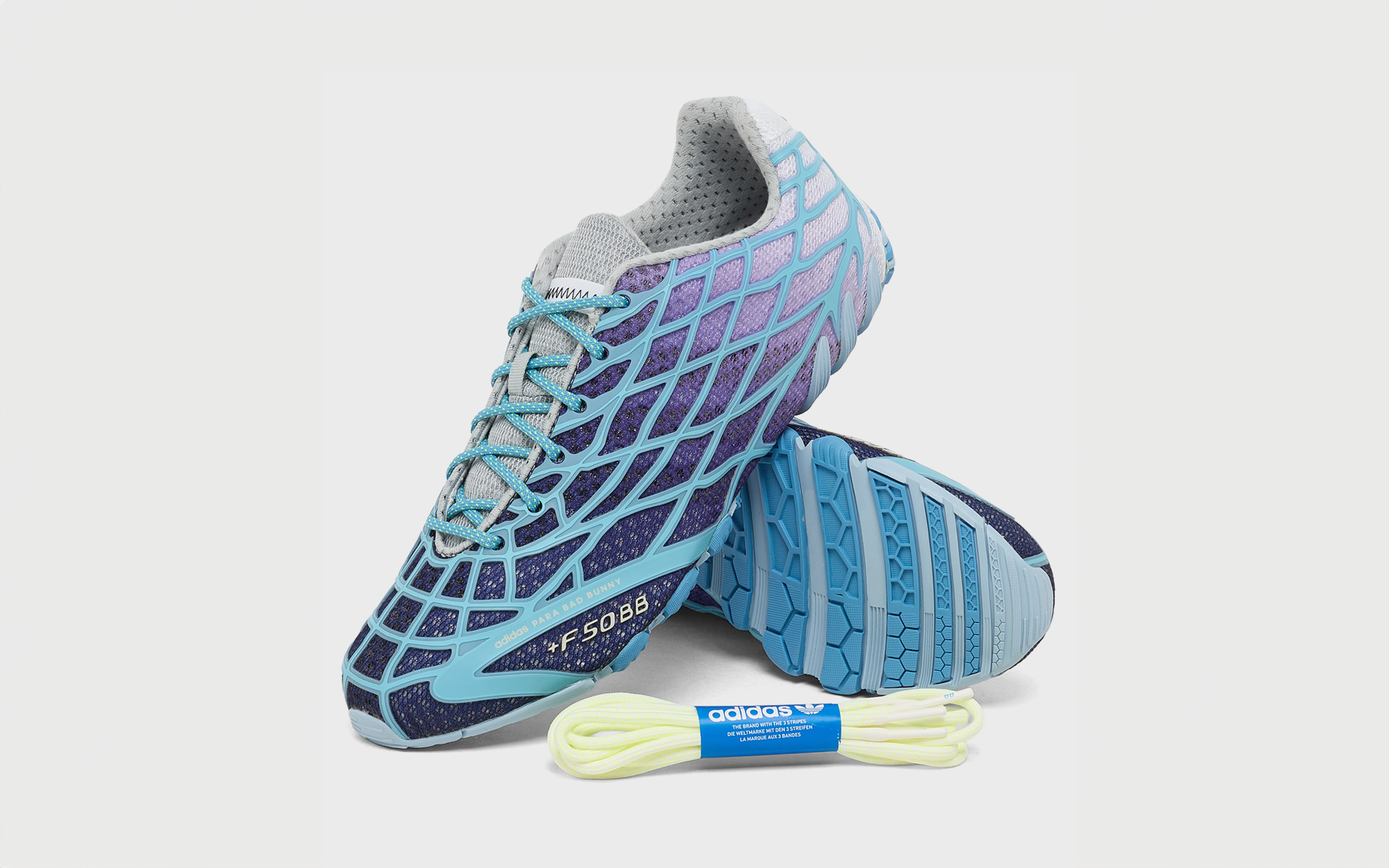 Bad Bunny x adidas F50 Ghost Sprint "Dark Marine" (SKU: KI9450). Photo via Solebox.
