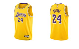 Kobe Bryant's Nike Icon Jersey "Leave A Legacy" in yellow-and-purple.
