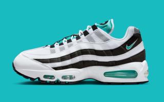 Nike Air Max 95 in a "White/Black/Hyper Jade" color scheme also known as "Black Border."