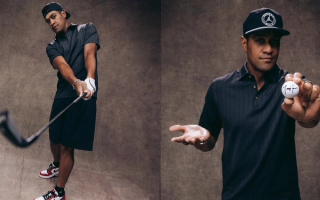 Professional golfer Tony Finau in Jordan Brand Golf product.