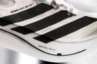 adidas Adizero Adios Pro Evo 3 racing shoe coming in at just above 97 grams in weight. Photo via adidas.