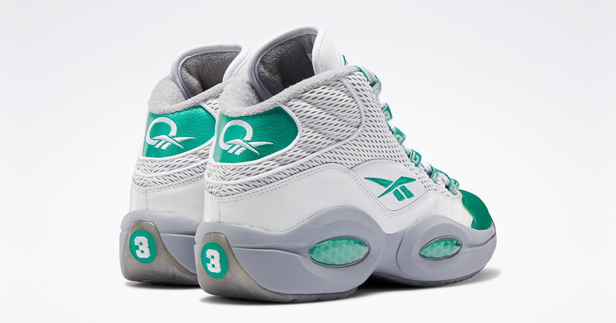 Reebok Size 8 Question Mid Gridiron Philadelphia Eagles Shoes White Green FZ3993 Reebok Question Mid  main image 2