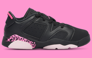 Little Kids' Air Jordan 6 Low “Black/Pink Leopard” (SKU: IQ6541-001). Photo via Foot Locker.