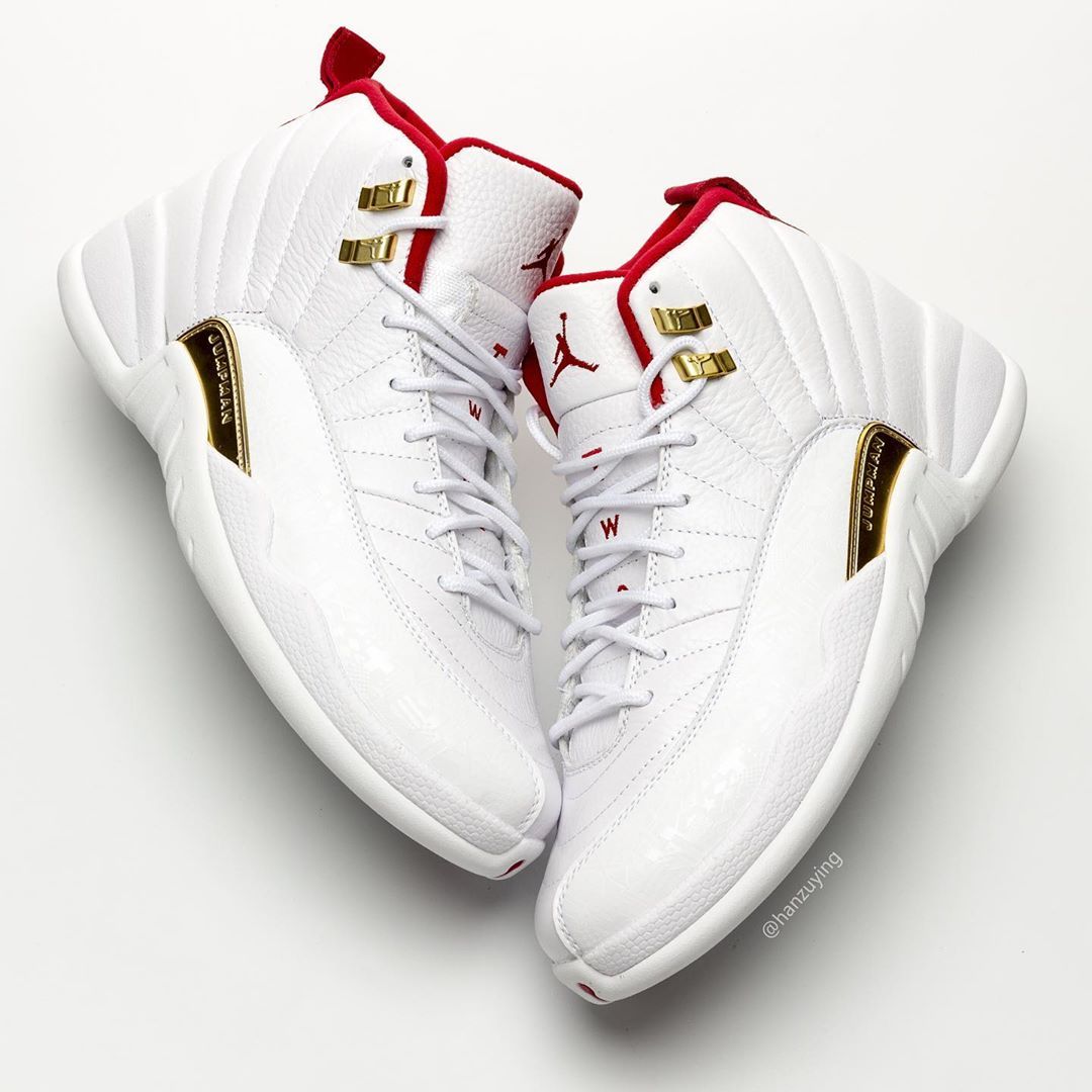 Jordan 12 red gold white hotsell