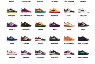 KidSuper's 48-pair BAPE STA™ collaboration inspired by each national football team participating in the 2026 World Cup™.