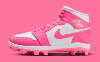 Air Jordan 1 "Pink/White" MCS Baseball Cleats.
