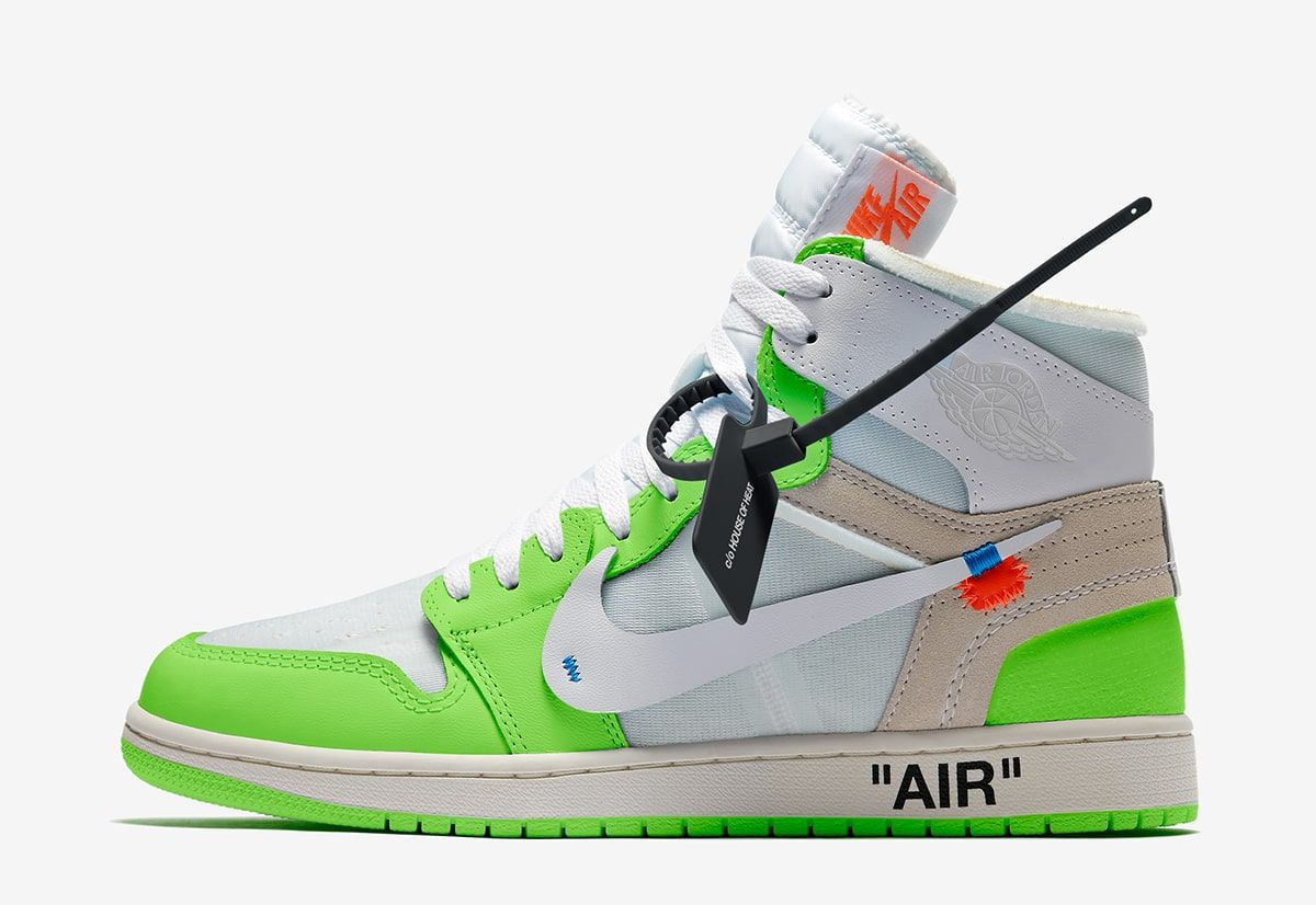 Off white jordan 2025 1 green