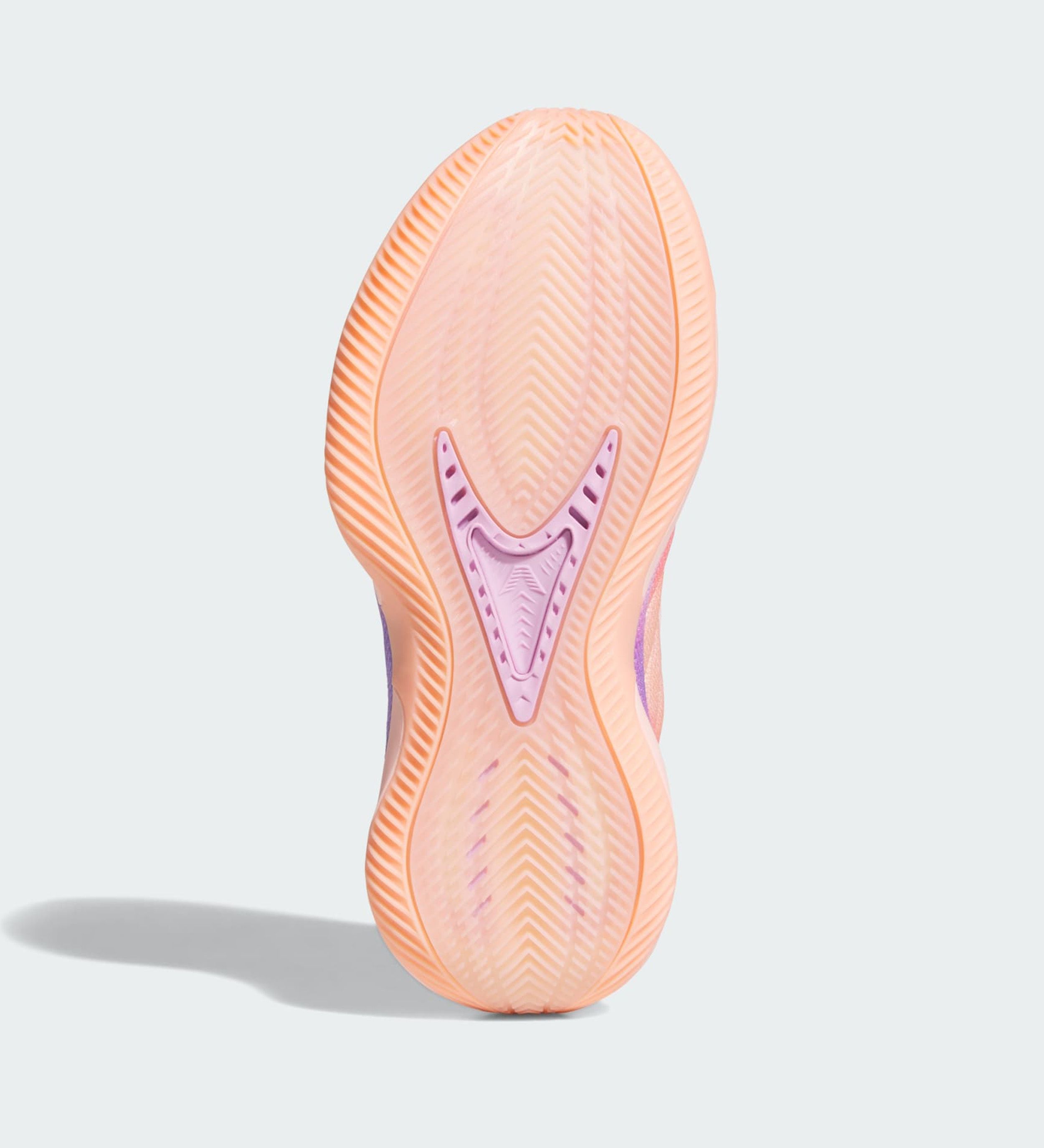 Kids' adidas Anthony Edwards 2 "3SSB" in a "Haze Coral/Bliss Lilac/Zero Metallic" color scheme.