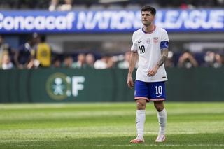 Christian Pulisic. wearing USMNT's 2024 Home jersey. Photo via Robin Alam/ISI Photos/Getty Images.