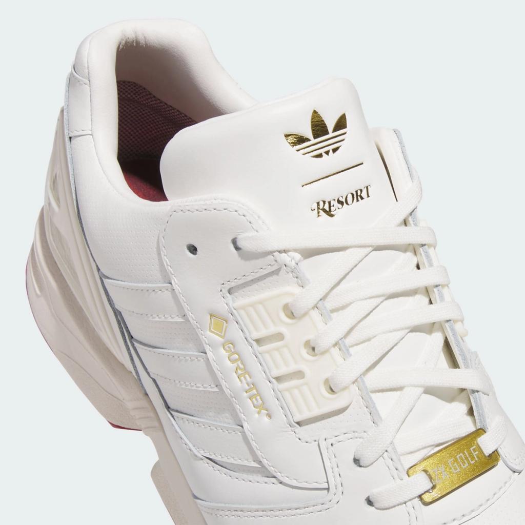 Resort x adidas ZX 8000 Golf in waterproof construction, side angle showing updated upper materials