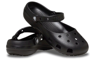 Women's Crocs Karin Mary Jane Clog in green, blush, and black color schemes.