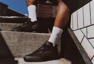 Jordan Spizike Low in a stealthy "Triple Black" makeover, available now at Foot Locker.