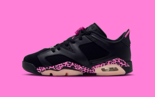 Big Kids' Air Jordan 6 Low “Black/Pink Leopard” (SKU: 768878-001). Photo via Foot Locker.