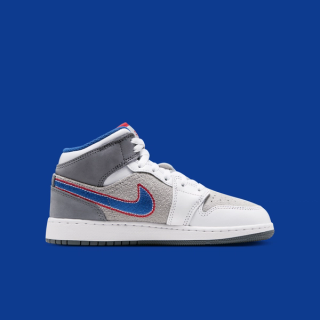 Big Kids's Space Jam x Air Jordan 1 Mid "Hare" (SKU: IZ4720-001). Photo via Nike.