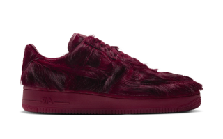Nike Air Force 1 in a "Team Red" pony hair-covered makeover. Photo via Nike.