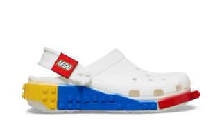 LEGO® Brick-inspired Crocs Classic Clog in a "White" color scheme.