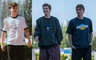 Julián Alvarez, Máximo Perrone, and Nicolás Paz wearing unreleased Thrasher x adidas Apparel.