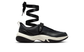 Women's Jordan Pointe ballet-inspired shoe in a "Black/Sail" color scheme.