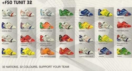 adidas F50.6 Tunit "32 Nations" Collection (2006). Photo via @soccersupplier_ on Instagram.