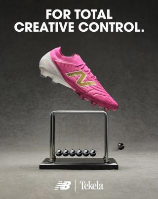 New Balance Tekela Elite Low FG V5 "Pure Ambition" in a pink color scheme (SKU: UT1FL8UJ).