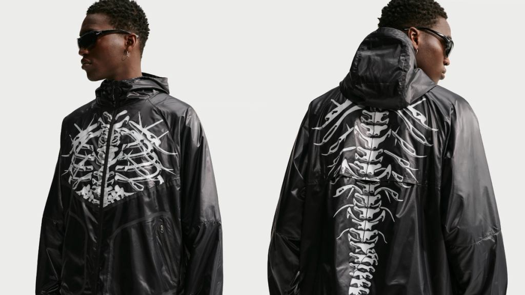 Nike Windrunner jacket in Bones colorway, showing the classic color-blocked nylon shell and lightweight construction
