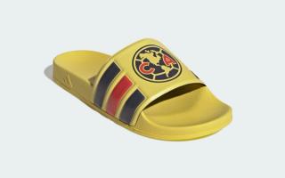 Club América x adidas Adilette Slide "Impact Yellow" (SKU: KH7132). Photo via adidas.