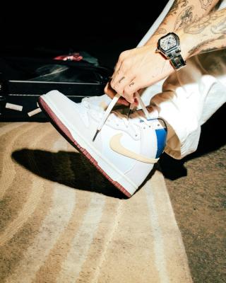 Lauri Haav wearing Beyond Store x Nike SB Dunk High "Lines That Never End" collaboration.