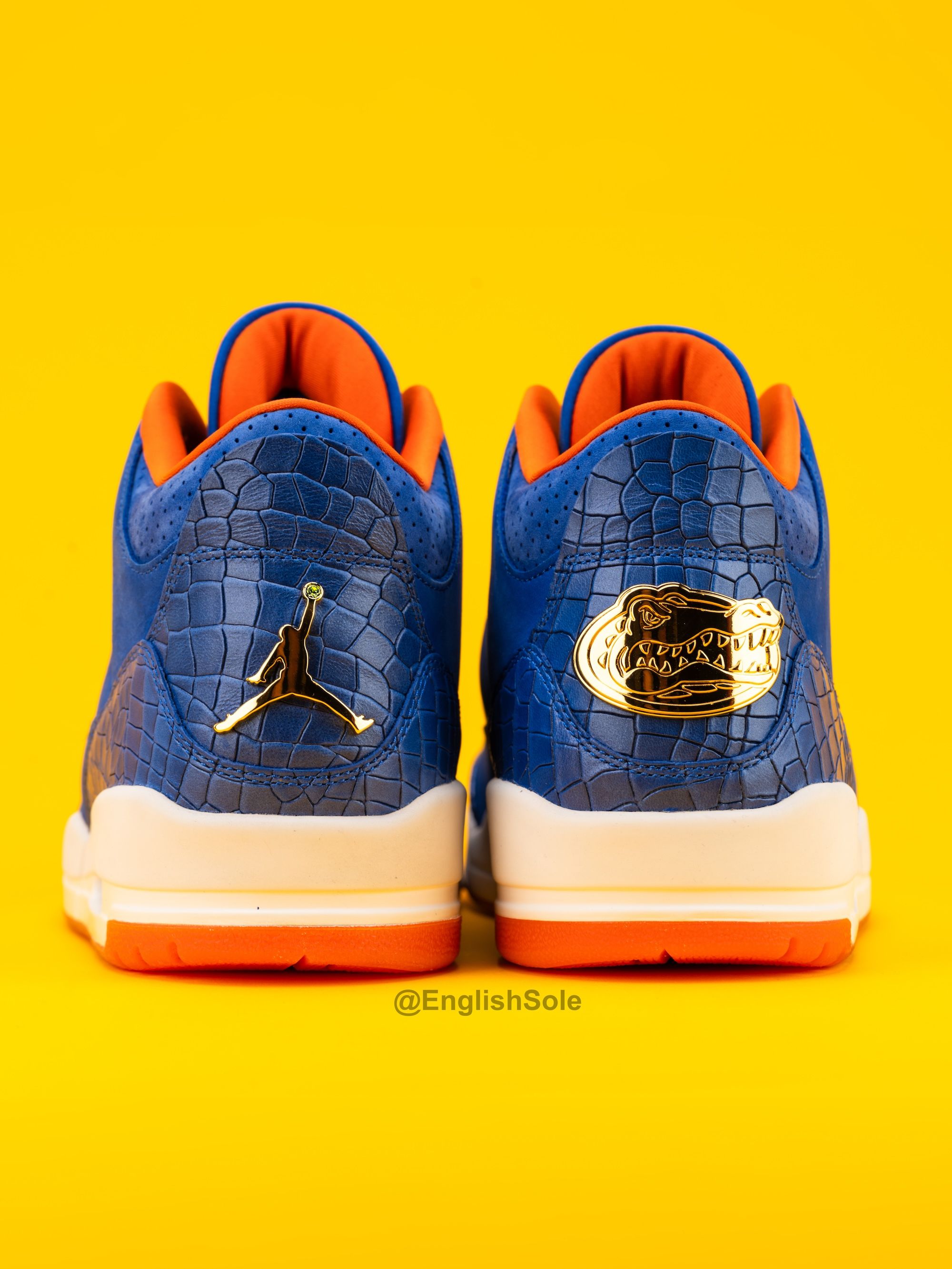 Air Jordan 3 P.E. gifted to the Florida Gators Men's Basketball Team for winning the NCAA 2024-2025 Championship. Photo via Instagram user @EnglishSole.