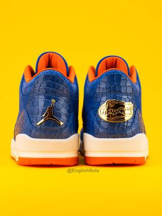 Air Jordan 3 P.E. gifted to the Florida Gators Men's Basketball Team for winning the NCAA 2024-2025 Championship. Photo via Instagram user @EnglishSole.