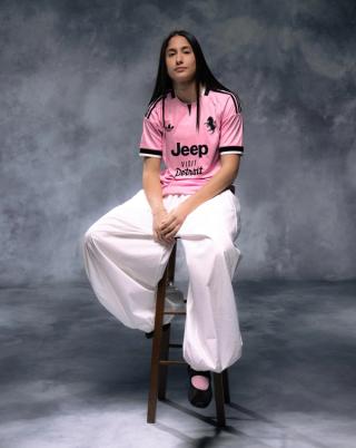 Juventus 26/27 Away Jersey in a "True Pink" color. Photo via adidas.