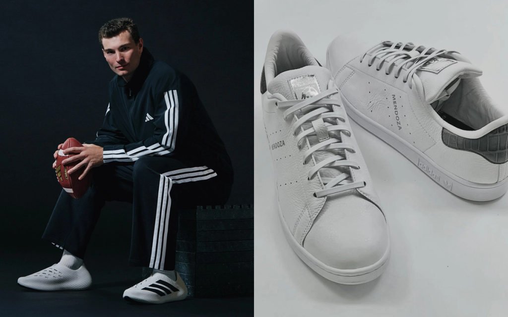 Fernando Mendoza's custom adidas Stan Smith, showcasing contemporary design interpretation of the classic 1965 tennis silhouette