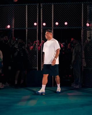 Ronaldo Nazário, the Brazilian footballer wearing the "Neon" Air Max 95 by Nike. Photo via Nike.