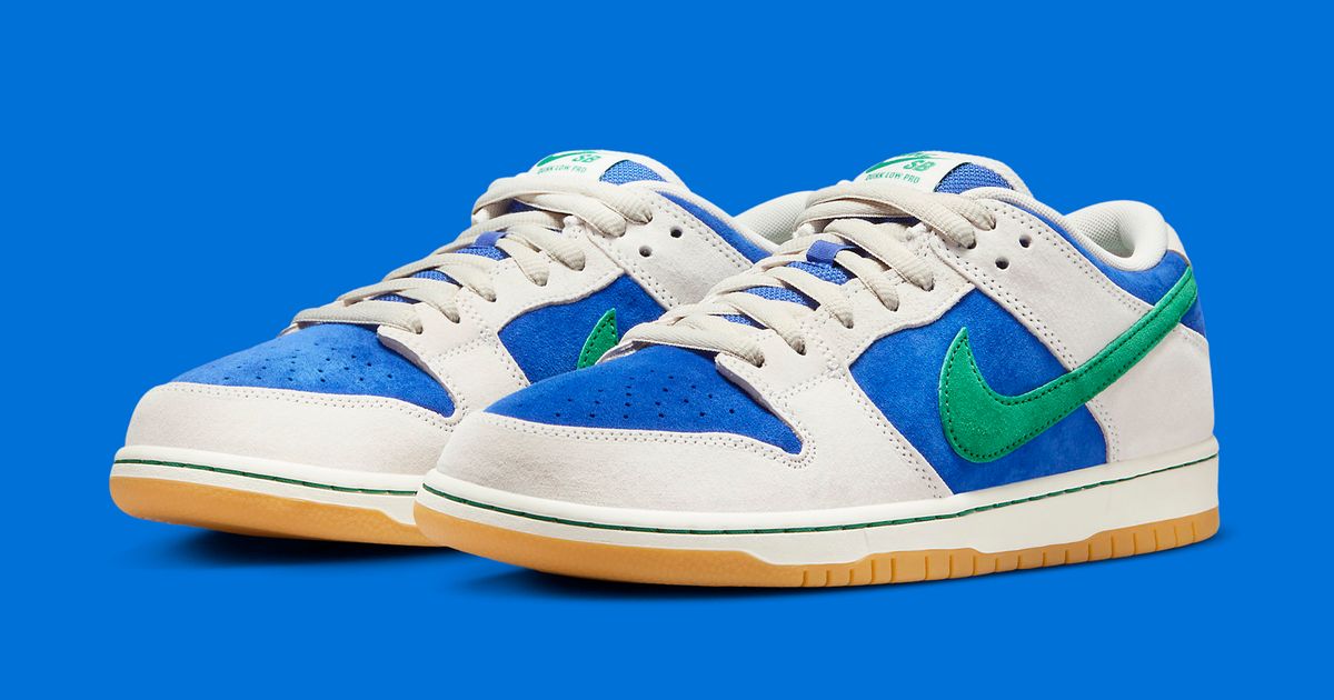 The Nike SB Dunk Low Pro Phantom, Hyper Royal, and Malachite 