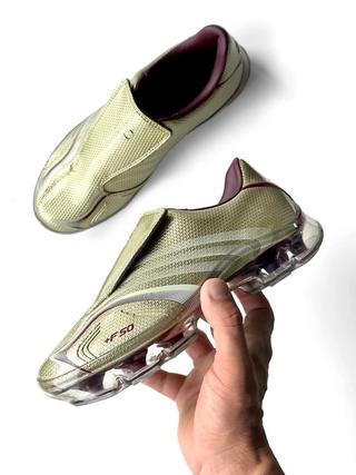 Adidas F50 Adiframe in a "Beige/Burgundy" color scheme.