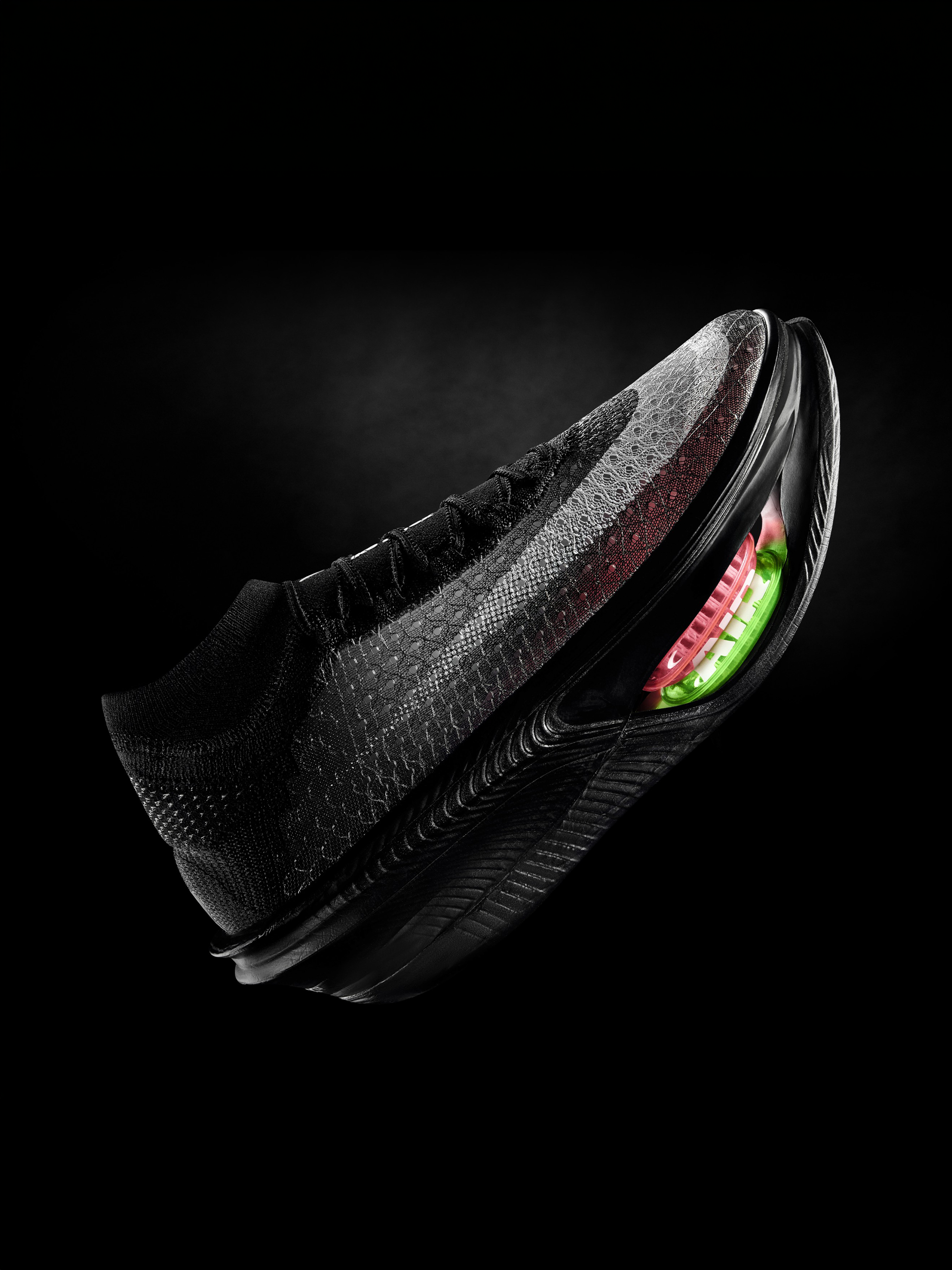 Nike Racing's all-new Apex marathon shoe in its debut "Black" color scheme.