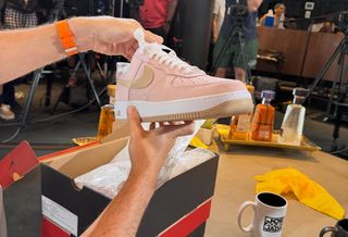 Ronnie Fieg holding the "Reverse Linen" Nike Air Force 1 Low by Kith.