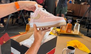 Ronnie Fieg holding the "Reverse Linen" Nike Air Force 1 Low by Kith.