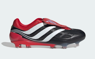 Made in Germany Adidas Predator Precision Elite FG in its original black, red, and white color scheme.