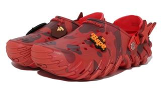BAPE®︎ x Crocs Echo Clog "Red Camo" collaboration.