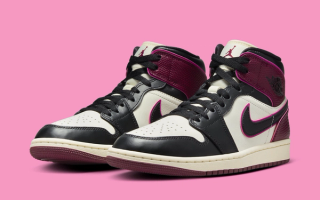 The Air jordan brand air jordan 1 mid se gs leopard girls shoes "Sail and Bordeaux" Appears with Pink Highlights
