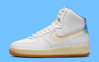 The Nike Air Force 1 High Sculpt Surfaces in White, Sail and University  Blue