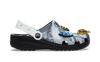 Elvis Presley's Crocs Classic Clog with "I Wish" message printed on the footbed.
