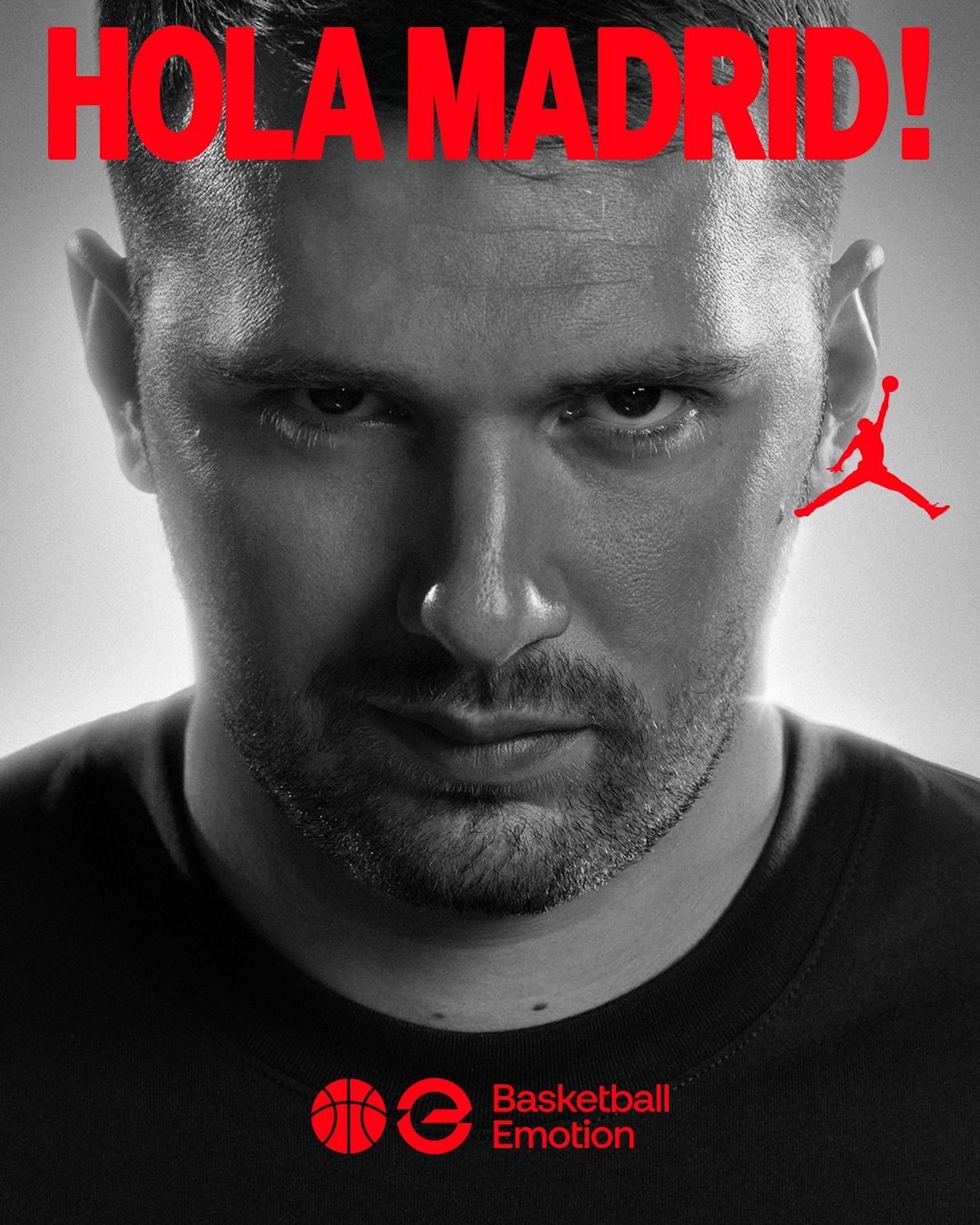 Luka Dončić in promo visual for his return to Europe during Jordan Brand's "The One" basketball tour.