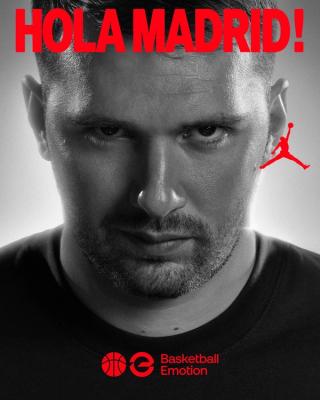 Luka Dončić in promo visual for his return to Europe during Jordan Brand's "The One" basketball tour.